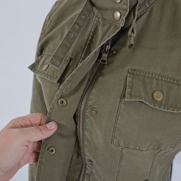 Banana Republic Green Small Polyester Pocket Mock Neck Belted Jacket Lined - Picture 3 of 16
